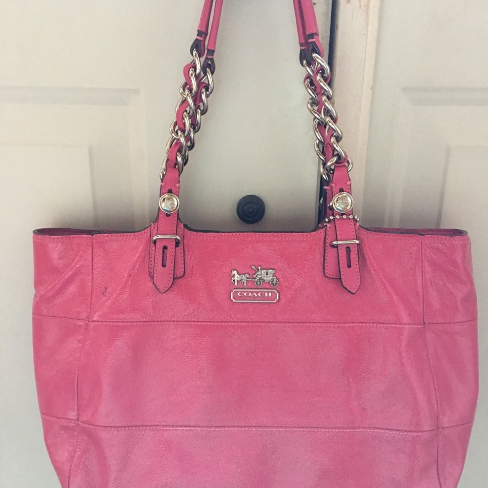 Pink Patten Leather Coach Handbag